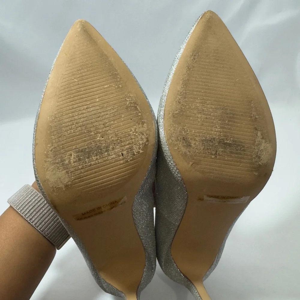 Dream Pairs CHRISTIAN Silver Glitter Pointed Toe Stiletto Heels Women's‎ Size 8